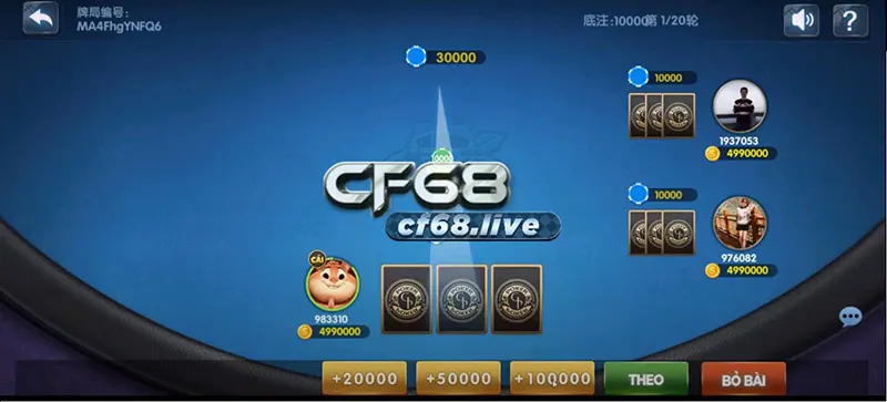 Những game đánh bài cược tiền thu hút nhiều người chơi trên CF68.GAMES