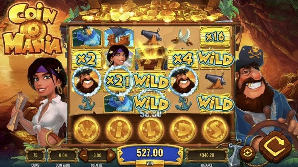 Các biểu tượng WILD trong Coin O Mania giúp người chơi tăng cơ hội giành tiền thưởng “khủng”