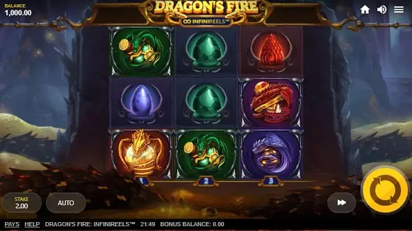 Các biểu tượng trả thưởng của Dragon’s Fire InfiniReels