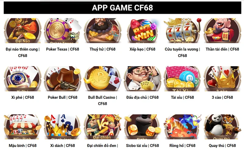 Kho Game CF68 cực kỳ đa dạng và cuốn hút