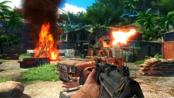 Game Far Cry 3 có lối chơi hỗn hợp giữa hành động, phiêu lưu và sinh tồn trong một thế giới