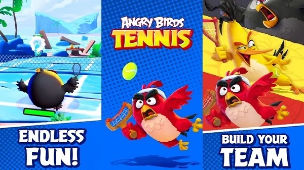 Gameplay của Angry Birds Tennis kết hợp giữa thể loại quần vợt và yếu tố độc đáo của Angry Birds