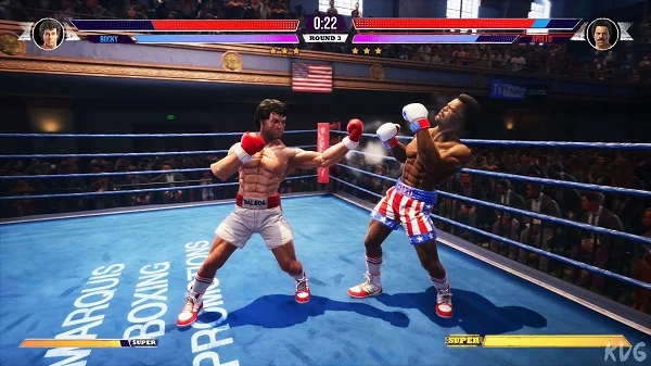 Game Big Rumble Boxing: Creed Champions sử dụng đồ họa 2D với phong cách hình ảnh sáng sủa và đầy sáng tạo